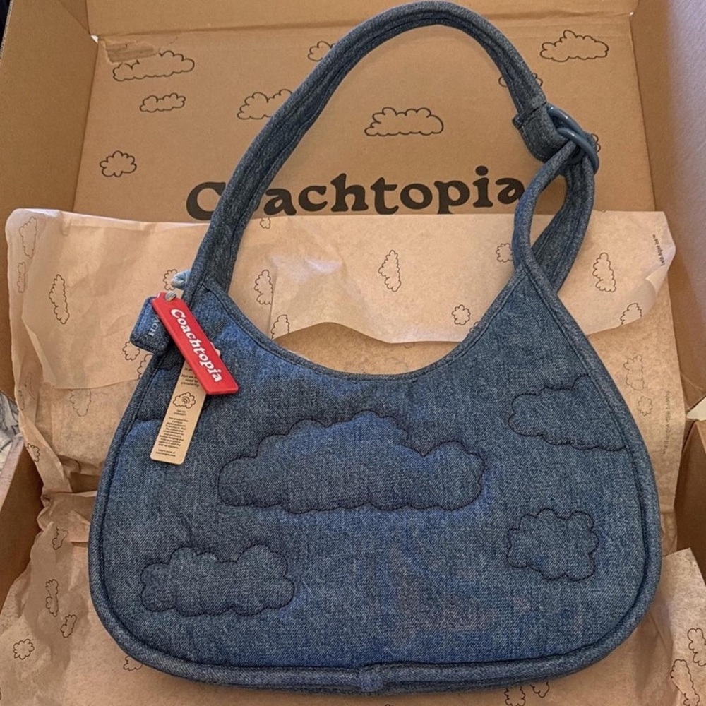 Cloud-Patterned Denim Shoulder Bag - image 2